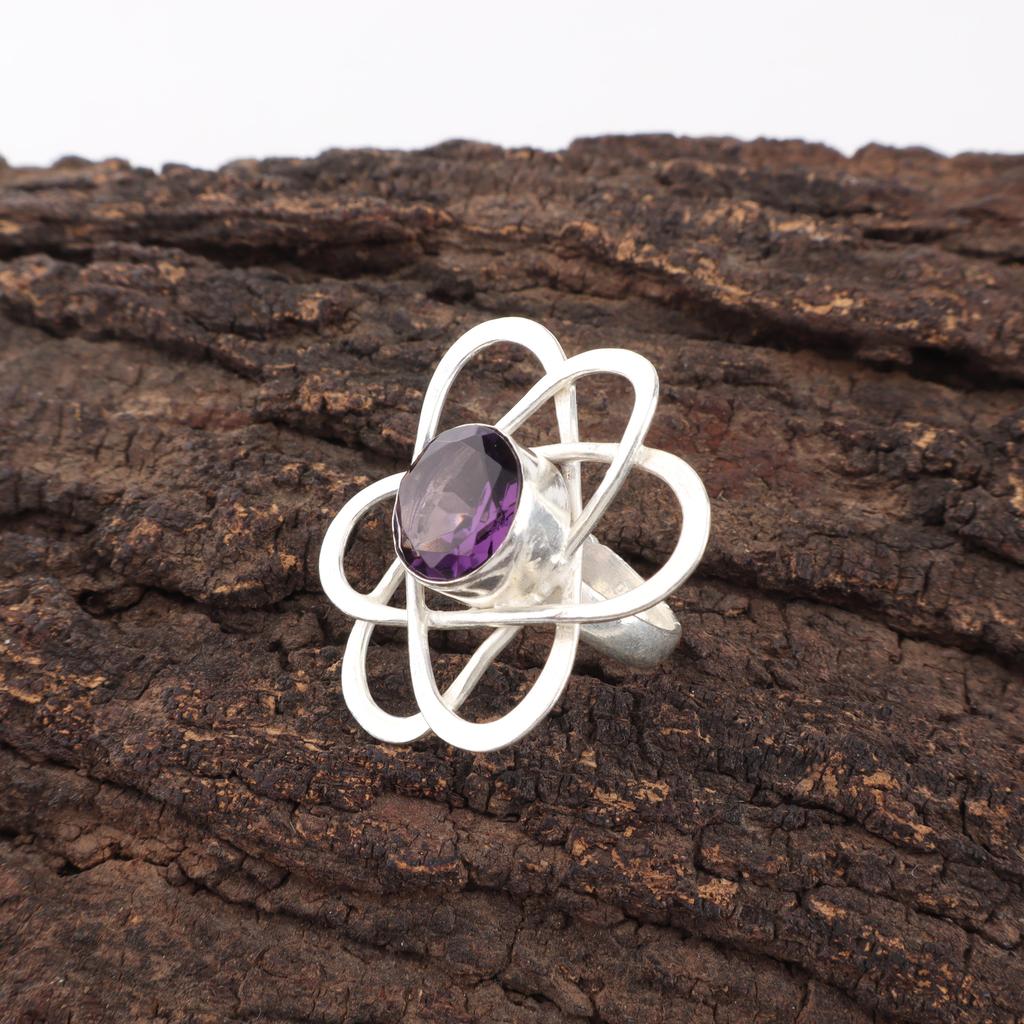 Amethyst Gemstone Ring, Handmade Gorgeous Jewelry, 925 Solid Sterling Silver Jewelry, Bohemian Ring For Wedding Gift