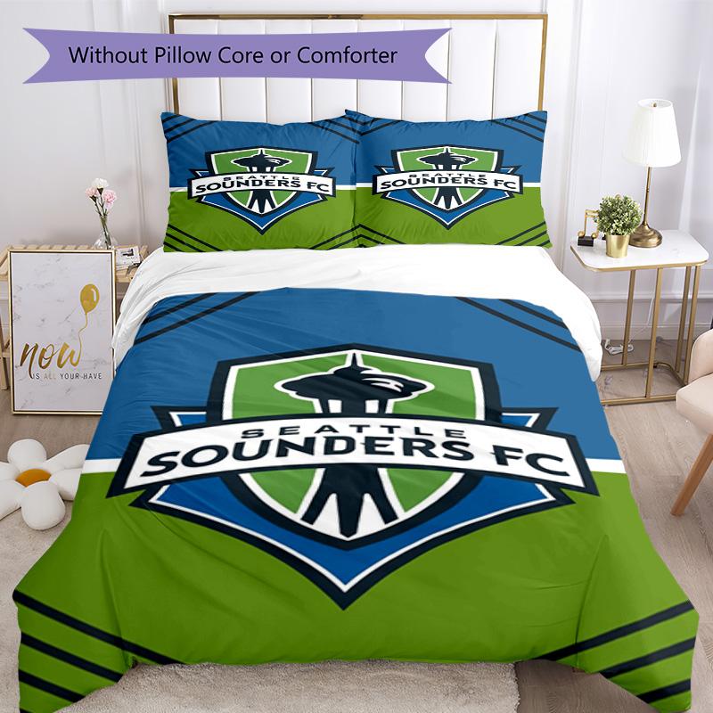 Seattle Sounders FC Printed Pattern Duvet Cover Set – includes 1 duvet cover and 2 matching pillowcases Bedroom decor Christmas gifts