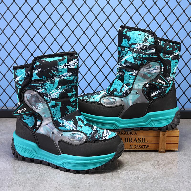 TUINANLE Boys' Winter Snow Boots, Non-Slip, Extra Warm, Medium To Large Sizes, Outdoor Hiking Footwear Children