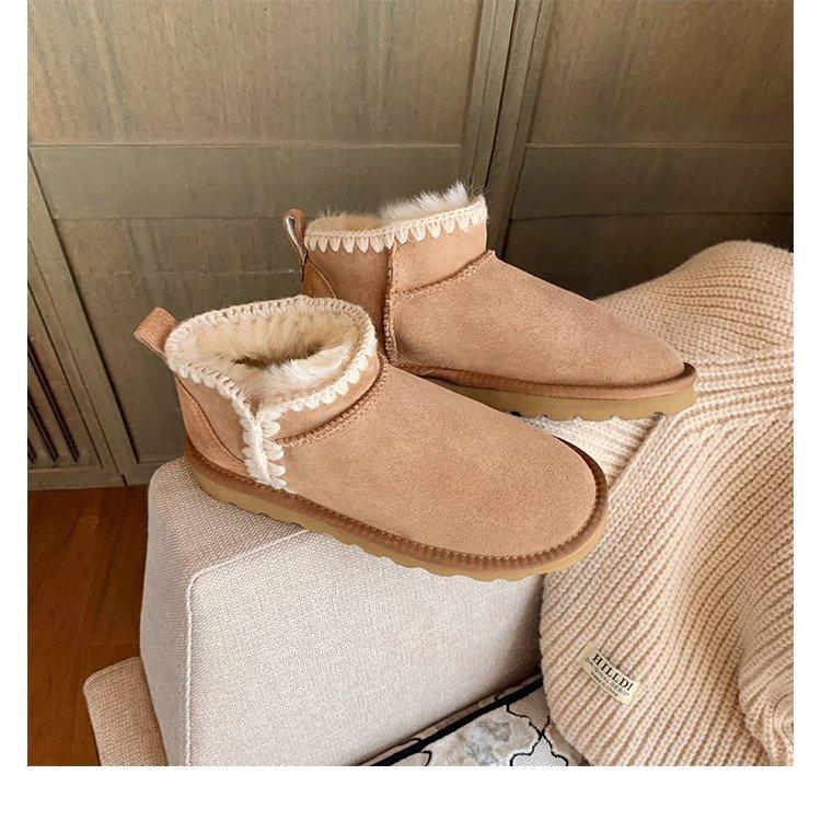 Snow boots women's winter fur integration 2025 new velvet cotton shoes thickened warm northern bread shoes women's shoes