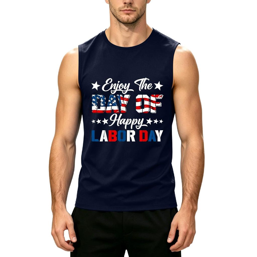 Men Sleeveless Tank Top Casual Muscle Shirt Lightweight Summer Workout Gym Athletic Fit Printed Design