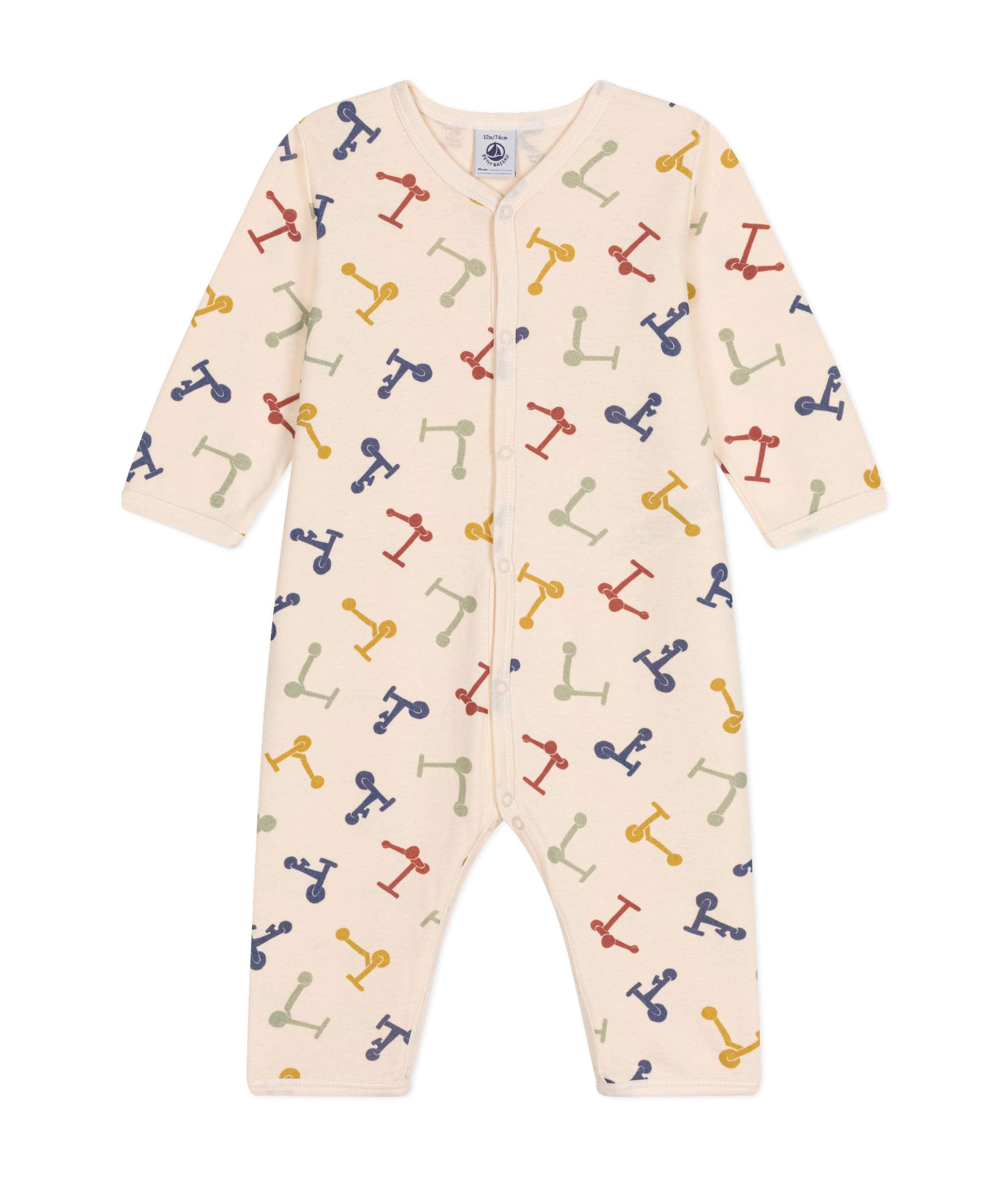 

Комбинезон без ножек с принтом A09LU молочный 12 месяцев 74 см [Petit Bateau] белый/синий