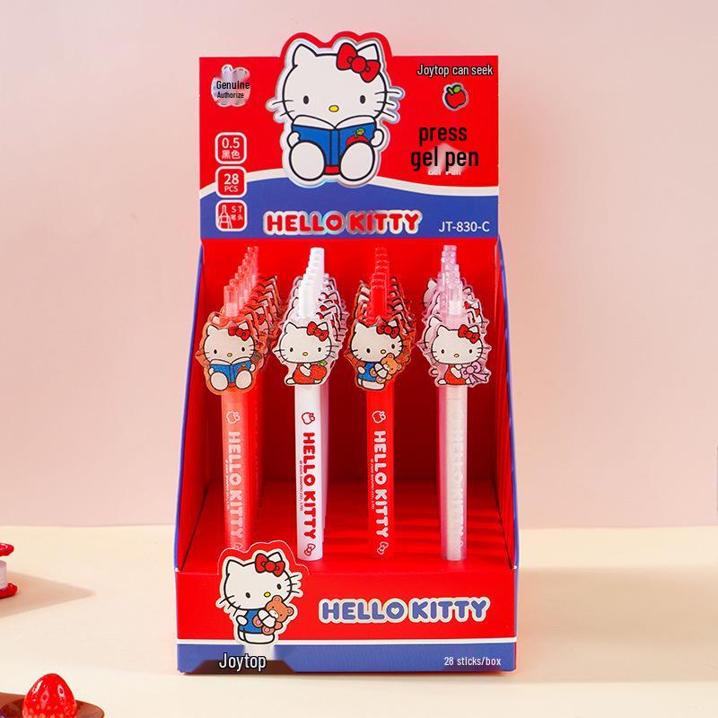 Yue Mu Hello Kitty Cartoon Click Pen Set - Quick-Dry Girly Heart ST Tip for Students