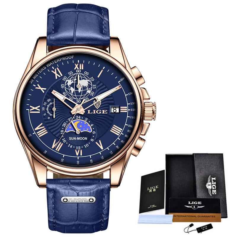 Watch Men Top Brand Luxury Leather Men Watch Business Waterproof Sports Chronograph Quartz Wristwatches Montre Homme