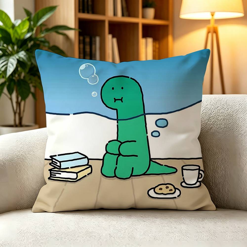 J-Joguman Studio Tiny Dinosaur UBHC Cute Pillow Case Square Double-Sided Sofa Cushion Cover Bedroom Bedside Pillow