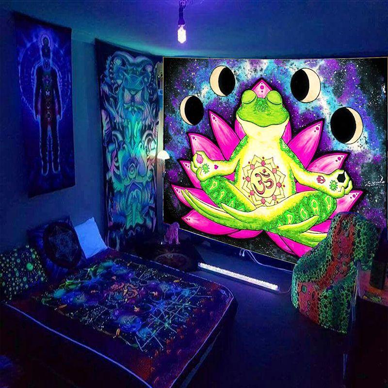 Skeleton and Mushroom Fluorescent Tapestry Home Decoration Aesthetics Hippie Room  Bedroom Living