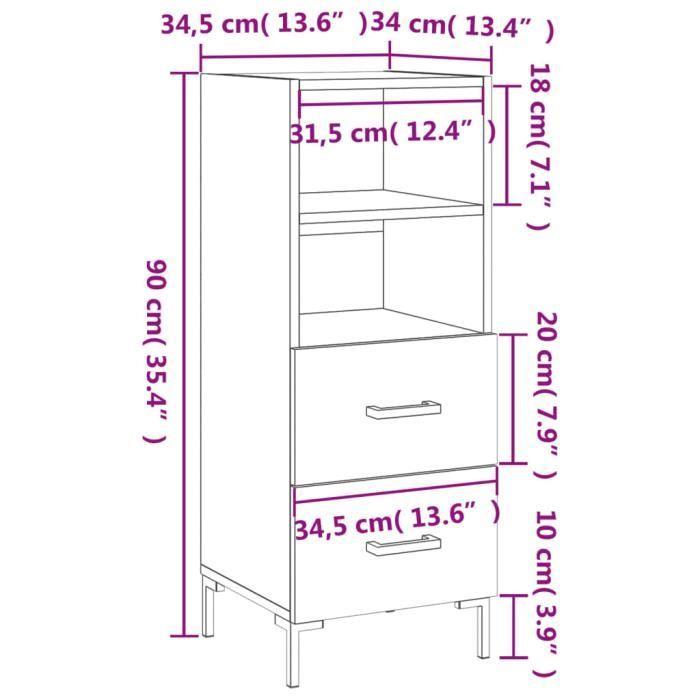 VidaXL Buffet blanc 34,5x34x90 cm bois d'ingénierie 828668
