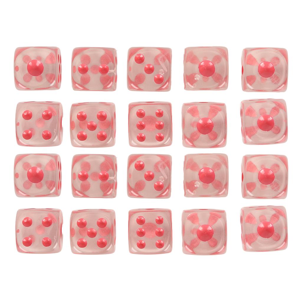 20pcs Dice Set 6 Sided Transparent Dices Rounded Corner Dice for Board Games and Teaching Math
