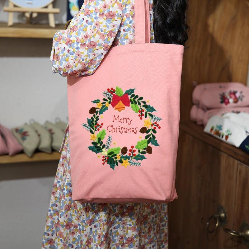 Handmade DIY Embroidery Canvas Tote Bag Kit - Creative Gift for Couples