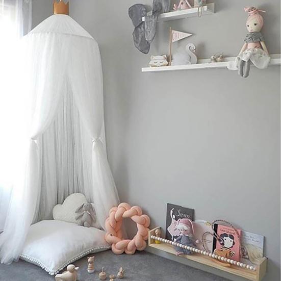 Tenda da Culla in Pizzo per Bambini Tenda a Cupola Rotonda Tenda Sospesa Zanzariera Decorazione Stanza Bambini