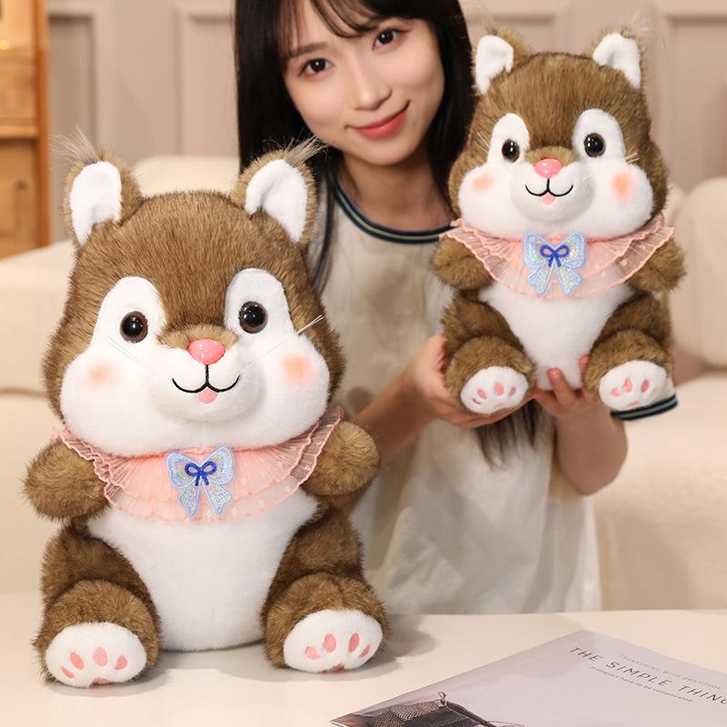 Cartoon Cute Caramel Fluffy Squirrel Doll Stuffed Toy Doll Children Sleeping Pillow Rag Doll Gift