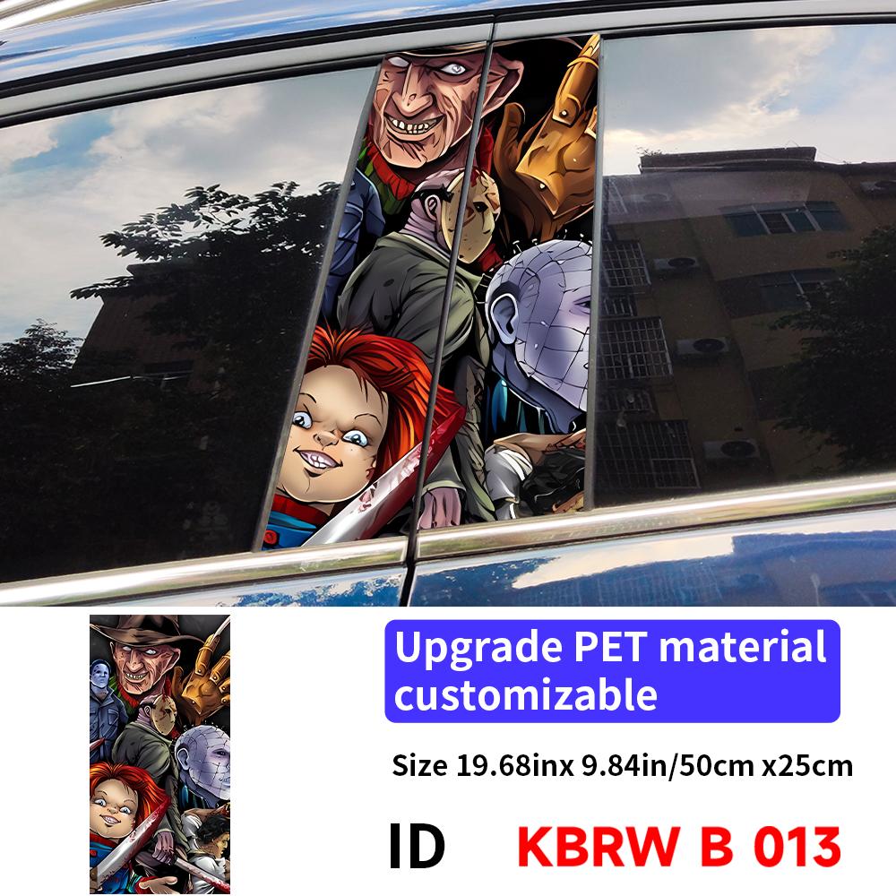 Adesivi per Auto Personaggi Horror Fantasma Halloween Montante B Auto Copertura Decorativa Impermeabile Graffi Portiere Auto Montante Parasole Decalcomanie