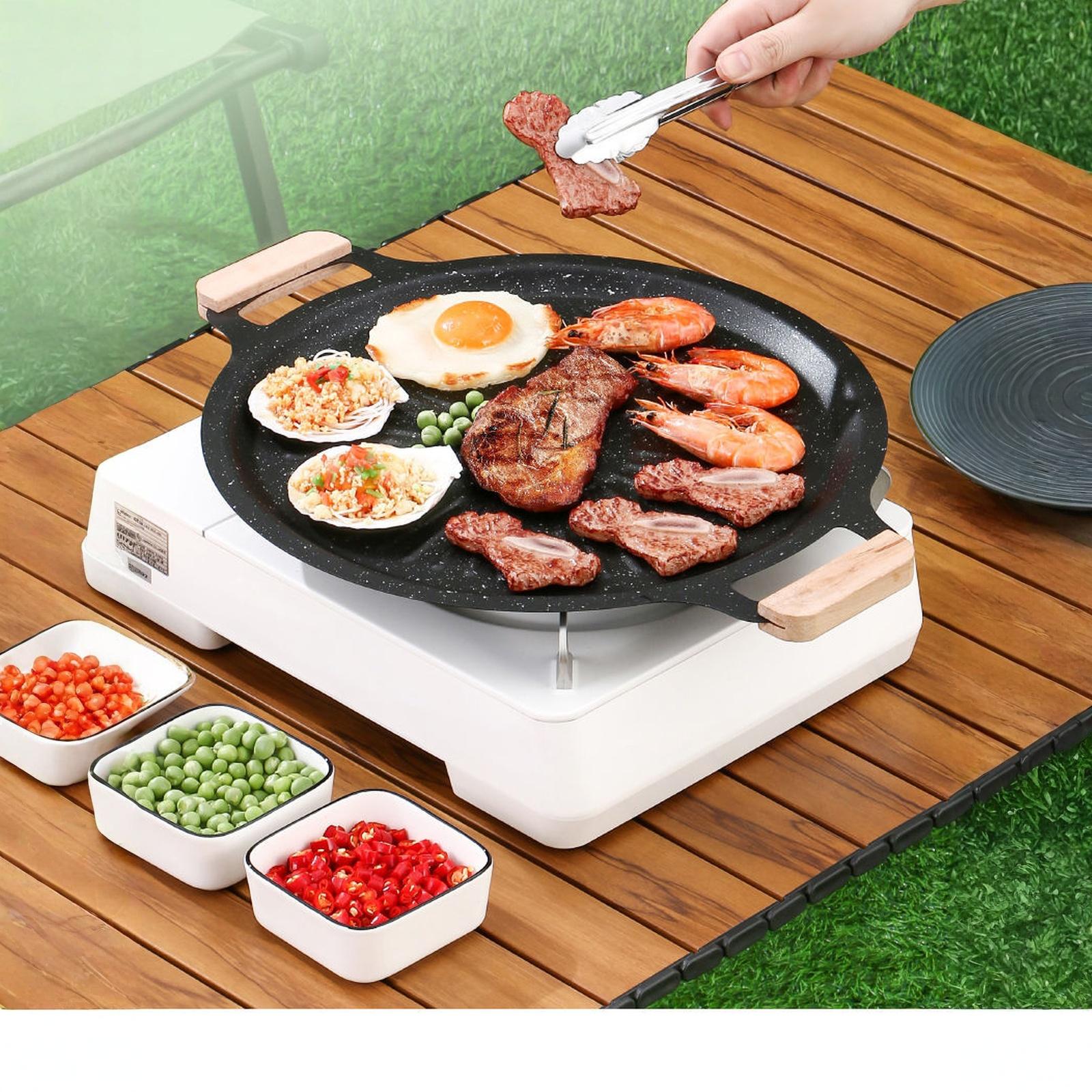 English: Maifan Stone Grill Pan for Camping Stove Korean BBQ Griddle one size