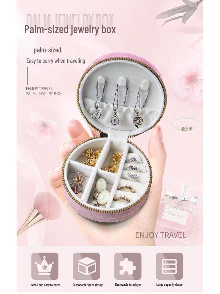 Velvet Travel Jewelry Box: Compact Storage for Rings & Necklaces