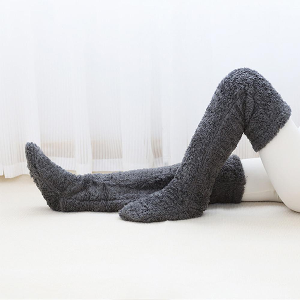 

Высокие нечеткие носки выше колена, плюшевые тапочки, чулки, пушистые длинные гетры, зимние домашние носки для сна