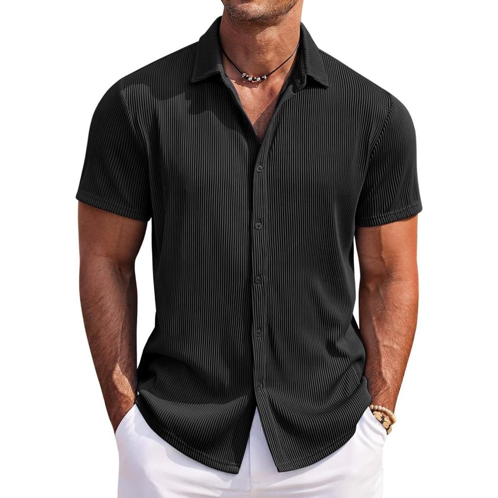 Men's Loose And Casual Short-sleeved Lapel Corduroy Shirt