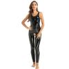 Women's Jumpsuit Liquid Wet Look One Piece Leotard Sleeveless Catsuit Open Crotch Clubwear