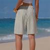 Women's Casual Summer Vacation Striped Shorts Elastic Waistband with Drawstring Pockets Loose Fit Comfortable Beachwear