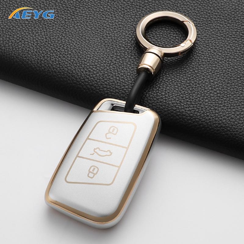 Soft Tpu Car Key Case Protector Accessories For Vw Volkswagen Passat B8 Tiguan Magotan Golf For Skoda Kodiaq Superb A7 Keychain