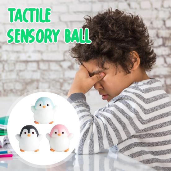 Yousheng Squeeze Toy with Cuet Penguin Shape Fidget Toy Stress Relief Sensory Toy Soft TPR Squeeze Figure for Kids Teens Adults