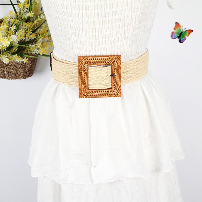 Waist Weave Rope Round Buckle Square Buckle Women Single Loop Waist Gift Belt