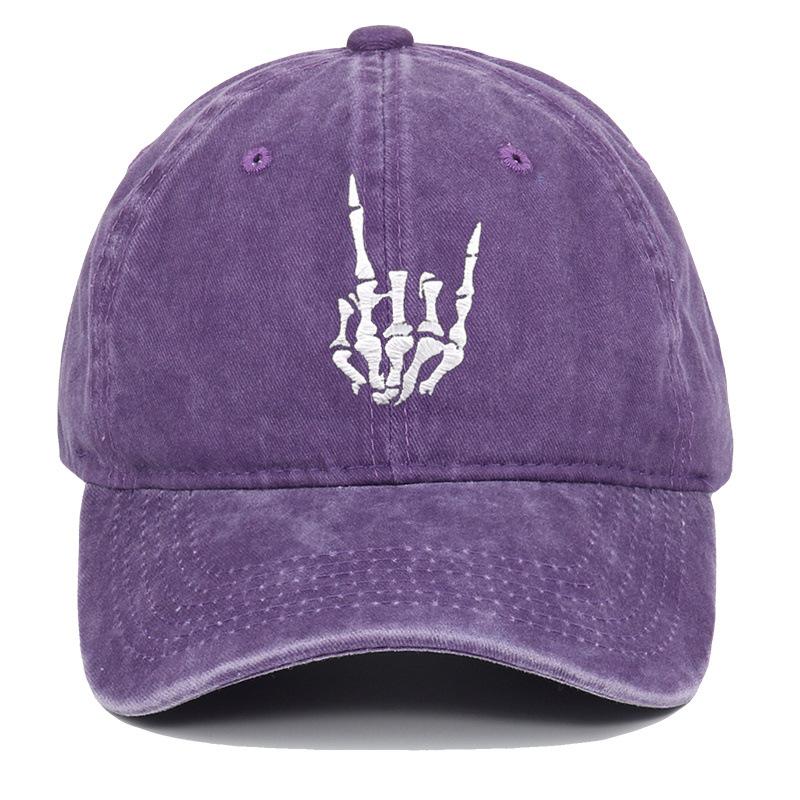 Embroidery Skeleton Hand Pattern Cotton Baseball Cap Low Profile Snap Back Trucker Dad Hat for Men And Women