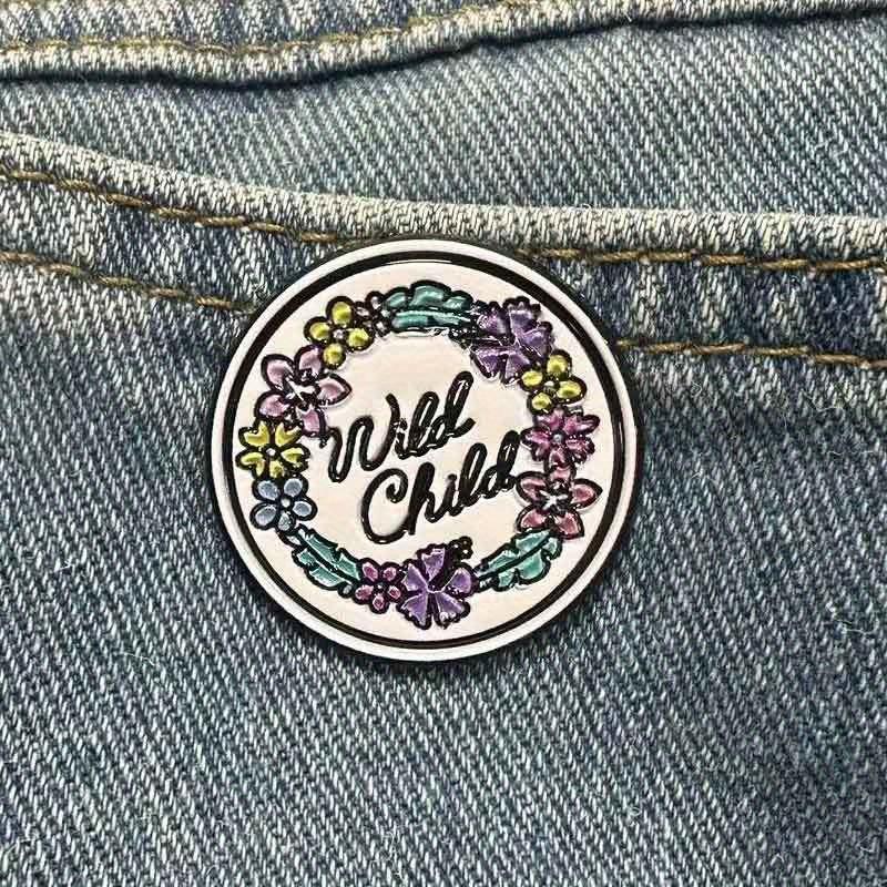 ”Wild Child“ Enamel Pin Flower Brooch Pin for Backpacks & Jackets Inspirational Flower Jewelry Accessories Gift