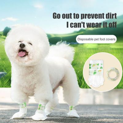 20Pcs Disposable Dog Booties Waterproof Breathable Pet Paw Covers Paw Protectors with Adjustable Bandage for Dogs Cats Indoor Outdoor
