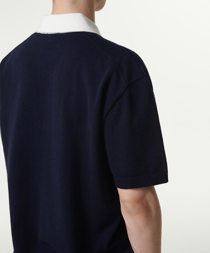 Musinsa Standard Contrast Collar Knitted Polo Shirt [Navy]