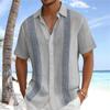 Camicia da uomo a maniche corte stile hawaiano retrò, Stampa alla moda, Stile vacanza al mare, Collo a revers, Tessuto confortevole, Taglie