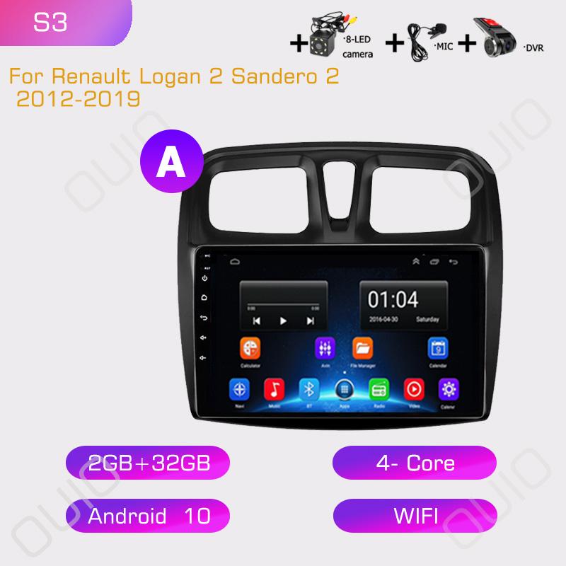 2din Android10 Automotive Multimedia Player Stereo Carplay Auto GPS Navigation DSP For Renault Logan 2 Sandero 2 2012-2019