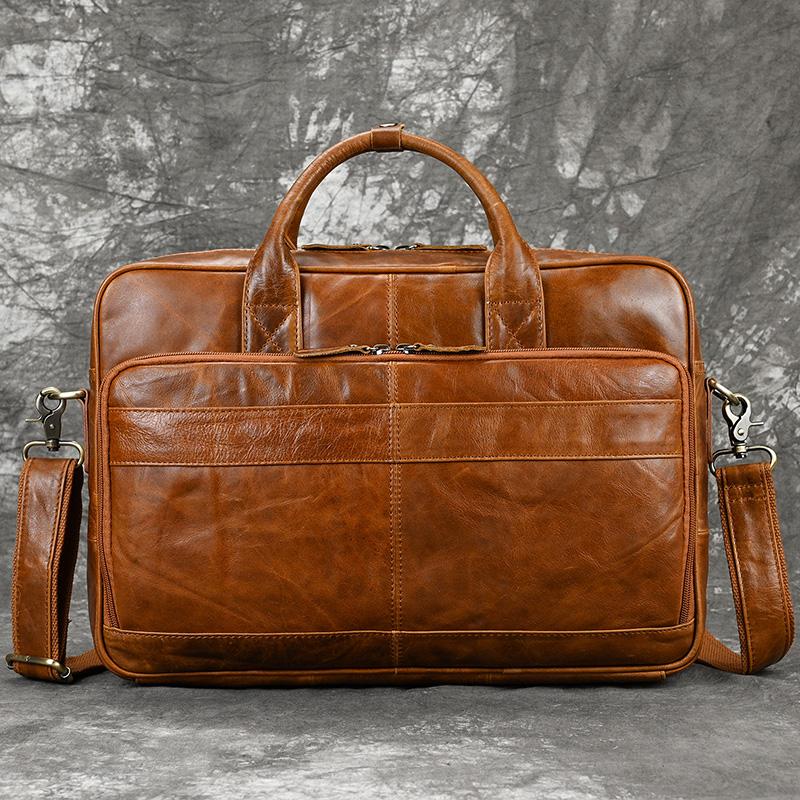 Soft Genuine Leather Briefcase Bag Men's Male business laptop bag 14 15.6 inch PC Computer Bag for men male shoulder bag