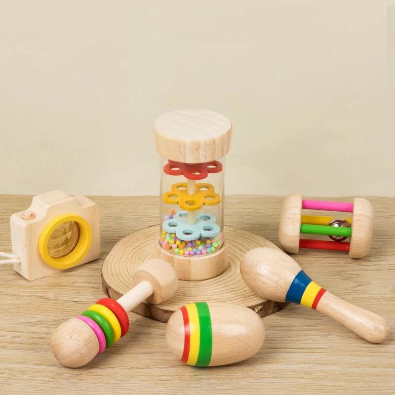 6 Stück Frühpädagogisches Babyrassel-Spielset Kombination Musikinstrument Xylophon Baby-Sensorikspielzeug für Kleinkind Jungen Mädchen