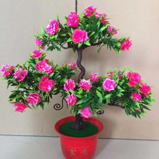 Künstliche Rosen-Blumen-Gast-Gruß-Kiefer-Blumentopf-Zuhause-Desktop-Büro-Dekor