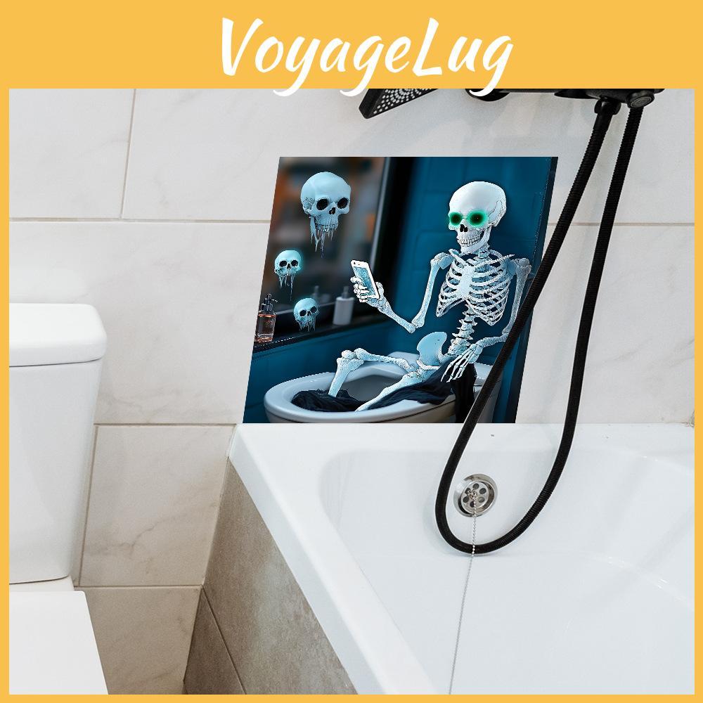 Toilet Creative Halloween Skeleton Play Phone Pattern Home Wall Decor Sticker