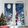 2pcs 2D Flat Printing Christmas Window Curtains Santa Claus Reindeer Snow Christmas Fabric Without Electricity Birthday Party
