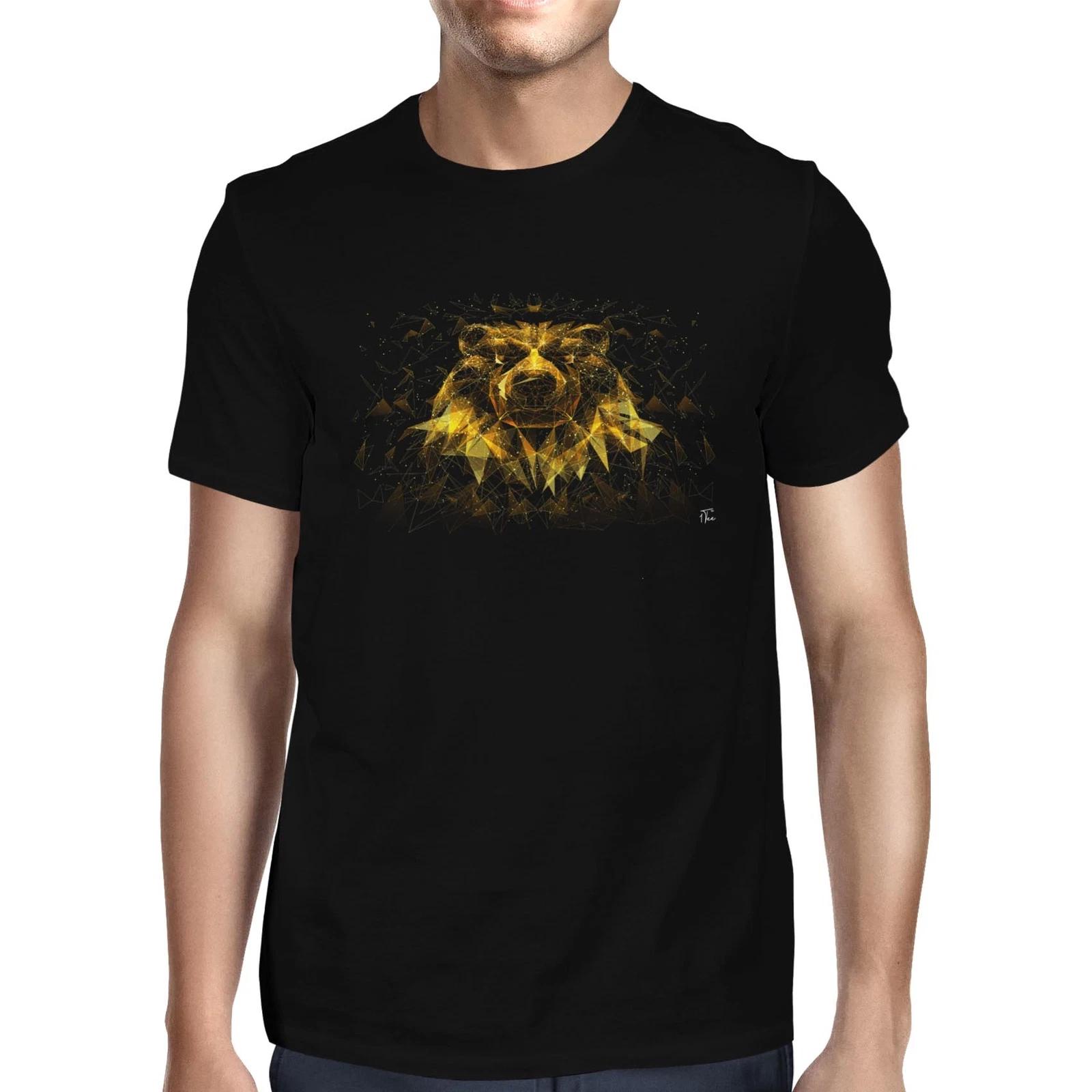 1Tee Mens Geometric Abstract Bear T-Shirt L