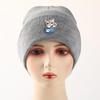 Pocket Cute Cat Print Knit Cap Beanie, Print Pompom Beanies Hip Hop Versatile Elastic Slouchy Knitted Cap Beanie