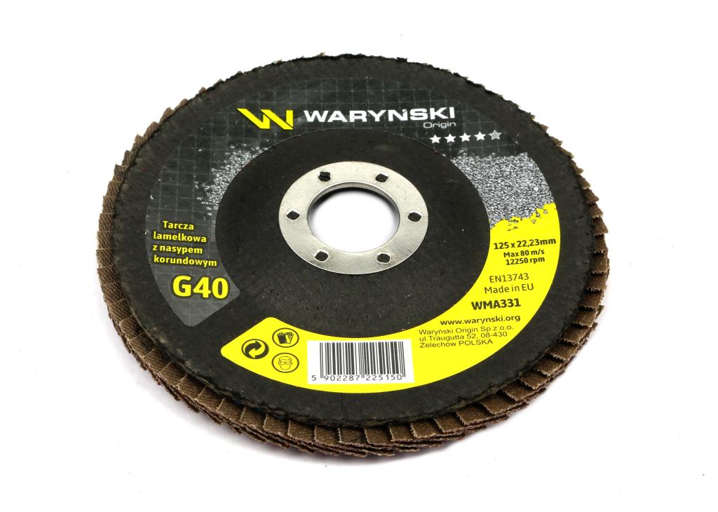 Tarcza Do Szlifierki 125 Mm Lamelkowa Z Elektrokorundem Gr40 (Sprzedawana Po 10 Szt.) Waryński