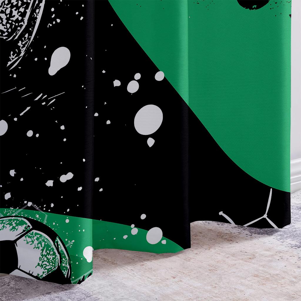 Coole Aquarell Grün Fußball 3D-gedruckte Vorhänge Geeignet für Kinderzimmer Arbeitszimmer Schlafzimmer Wohnzimmer Dekorative Vorhänge