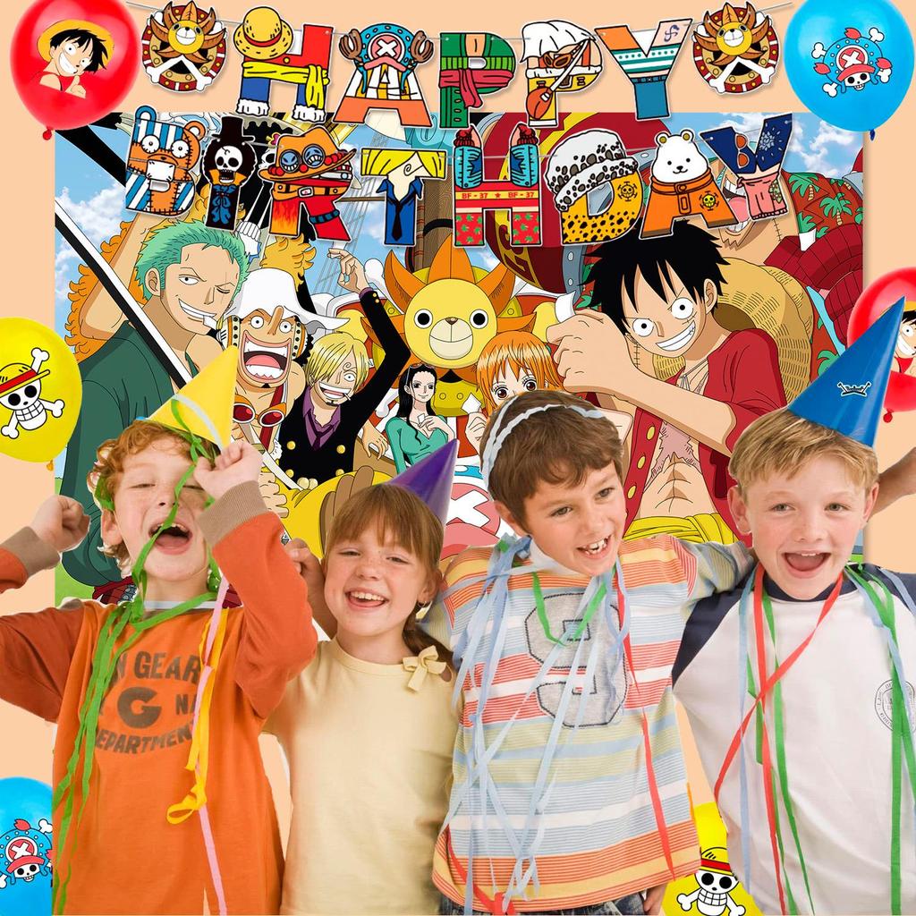Anime Verjaardagsversieringen, 112 stuks Anime Feestversieringen & Anime Thema Feest Servies - Anime Verjaardag Banner Ballonnen enz. Anime Verjaardagsfeest Benodigdheden