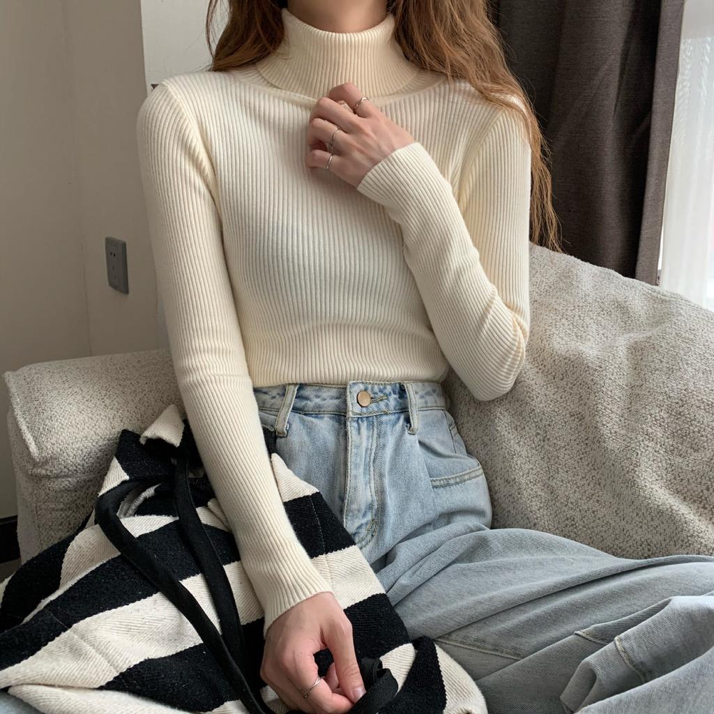 Žebrovaný svetr Dámské Svetry Svetr Zimní Tenký Rolák Pletené Svetry Dámské Měkké Teplé Pletené Svetry S Dlouhým Rukávem