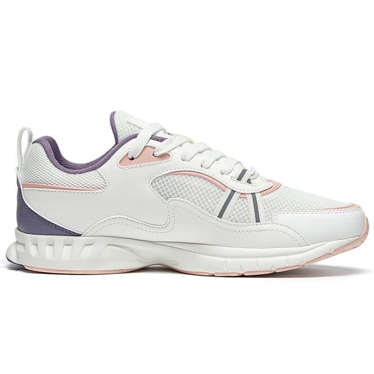 New LiNing Cushioned Anti-Slip Wear-Resistant Breathable Lightweight Low-Top Running Shoes Women's White Purple ARSS064-3