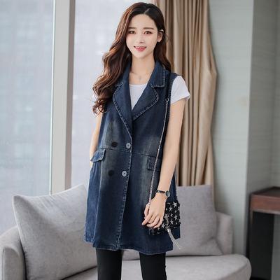 Jachetă de denim temperament de lungime medie de primăvară și toamnă pentru femei