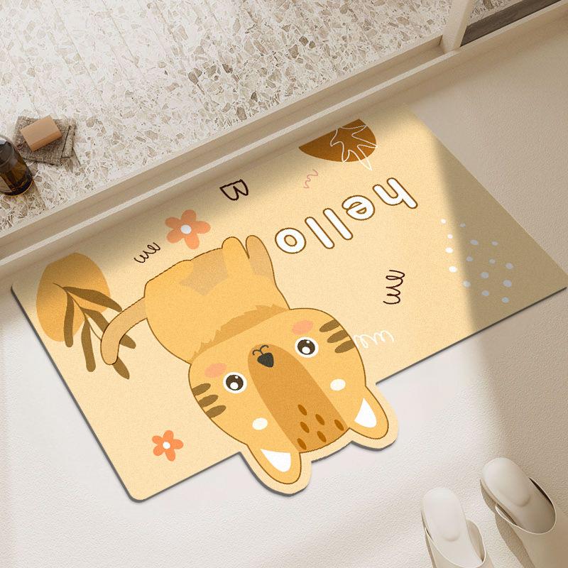Household Cartoon Bathroom Absorbent Non-slip Foot Mat Series Diatom Mud Can Be Cut Household Bathroom Door Mat