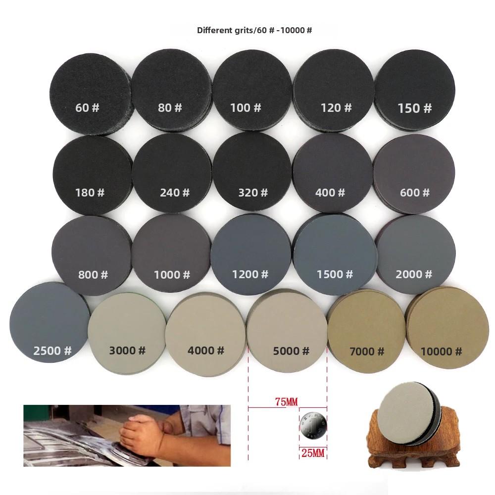3 Inch Wet Dry Sanding Paper 75MM 320-10000 Grit Hook and Loop Sandpaper 50Pcs Electrostatic Planting Silicon Carbide