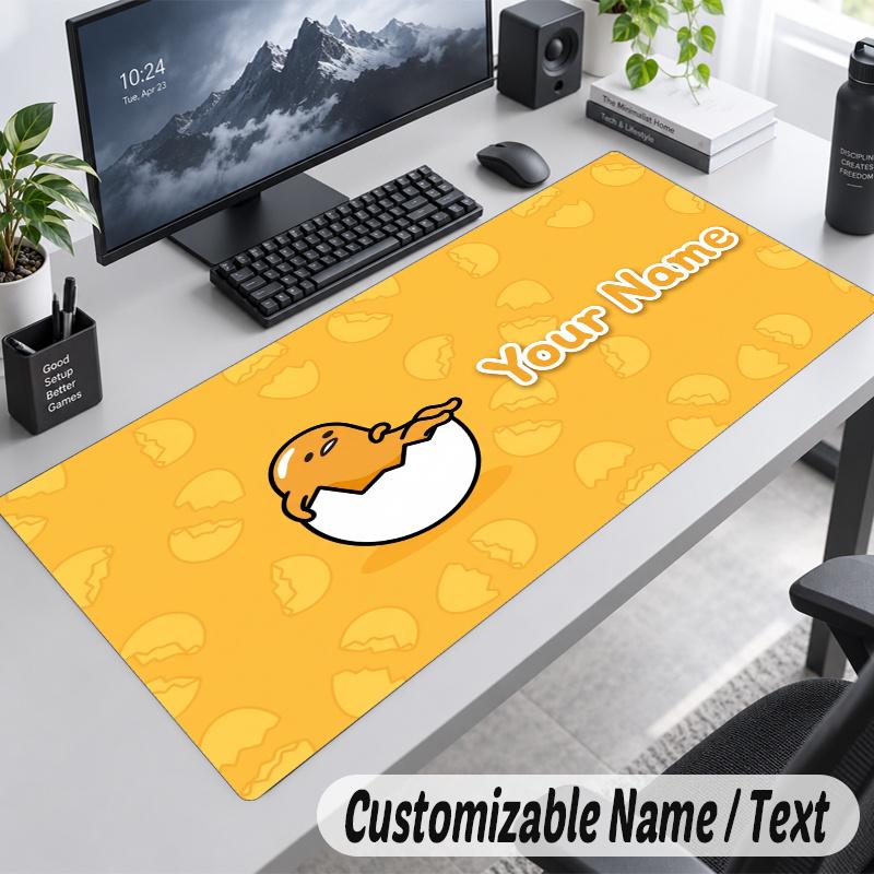 Gudetama Personalized Large Mouse Pad Custom Name Text Extended Desk Mat Gaming Mousepad