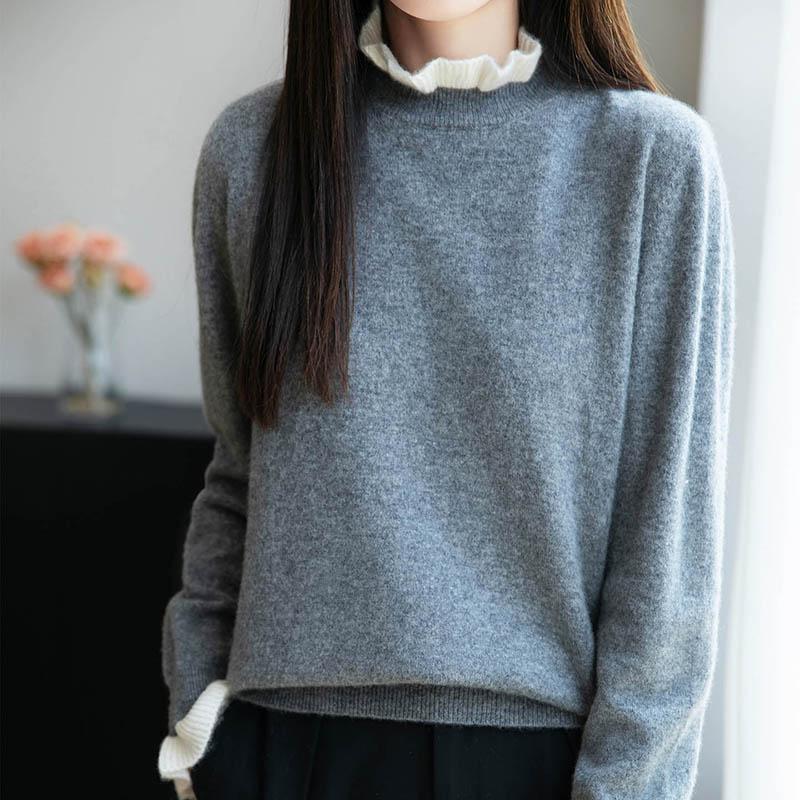 Women Sweater 100% Wool MODERN NEW SAGA Turtleneck Knit Pullover Thick Winter Jumpers Female Knit Tops