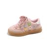 Kids Floral Embroidery Lace Up Casual Sneakers Non Slip Gum Sole Walking Shoes