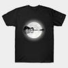 Men Black Print T-shirt Moonlight Nature Guitar No-Cut Transfer Paper Print Cotton Tshirt